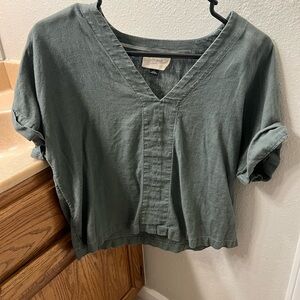 Universal Thread Dark Green V-Neck Blouse